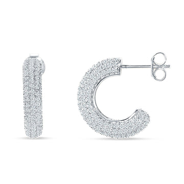 U Shaped Half Circle Cluster Cubic Zirconia Stud Earring 925 Sterling Silver Wholesale